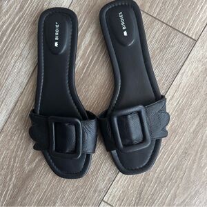 Birdies Black Sandals with Wide Strap and Buckle